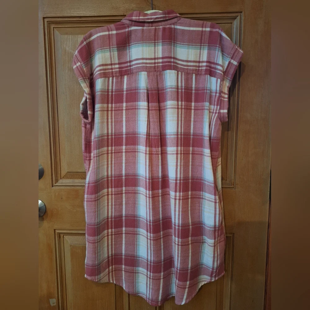 Off Red Plaid Button-Up Dress By True Craft XL - Picture 4 of 4